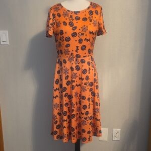 Chic Halloween Orange Midi Dress